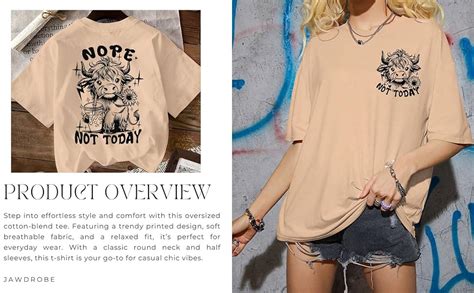 Buy Jawdrobe Cotton Blend Oversized Fit Half Sleeve Printed Round Neck ...