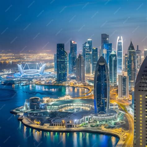 Doha capital city of rich country Qatar has attractive buildings and ...