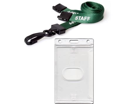 PU Leather ID Badge Holder with Neck Lanyard Strap Vertical Safety ...