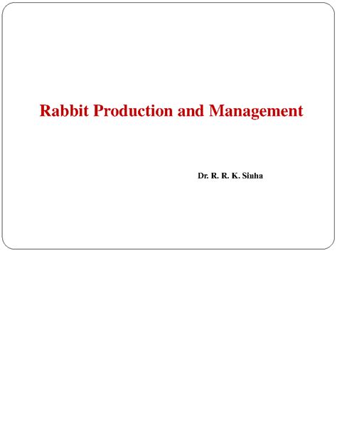 Rabbit Production Management - Rabbit Production and Management Dr. R ...