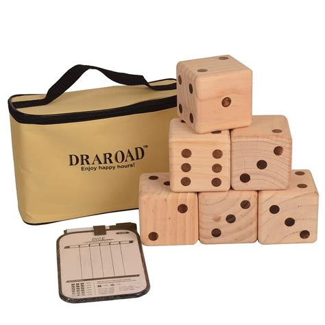 DRAROAD Giant Wooden Yard Dice Outdoor Game with Bonus Yardzee and ...