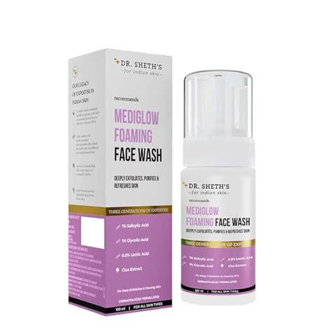 Dr. Sheth's Mediglow AHA-BHA Foaming Face Wash For Glowing Skin ...