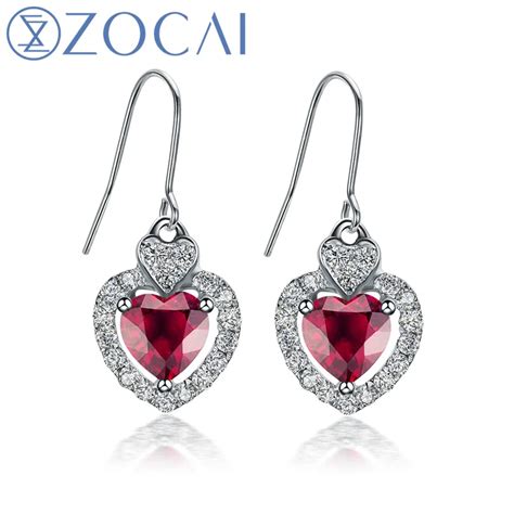 ZOCAI Heart Shape Genuine Ruby Red 0.6 CT Certified Drop Earrings with ...