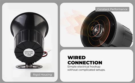 Serplex® 120dB Wired Warning Horn, 220V Mini ABS Alarm Siren, Electric ...