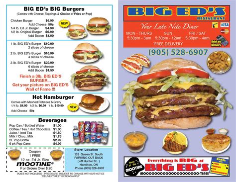 Big Ed's Menu, Menu for Big Ed's, Hamilton, Hamilton - Urbanspoon/Zomato