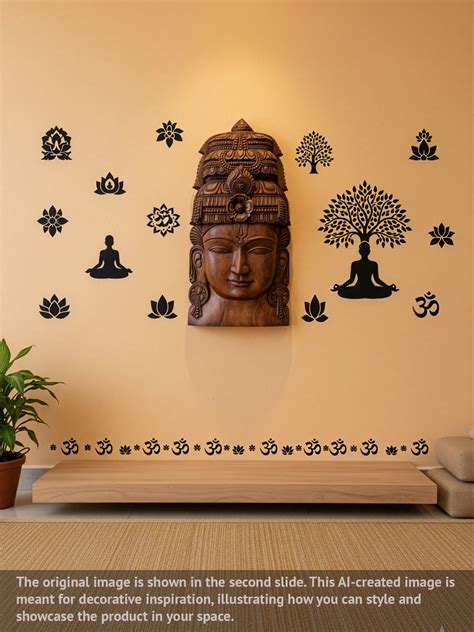 Wooden Lord Vishnu’s head wall mount 36" – Sengottuvel Wood Carvings