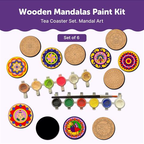 Mandala Tea Coasters Art and Craft Kit 6+ Years- Beginner – Mini Leaves