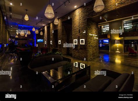 because every picture tells a story." Lobby of the Radisson Blue Aqua ...