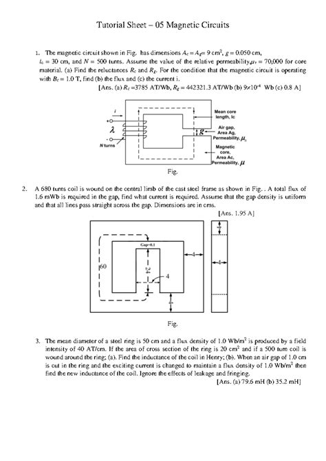 ET Tut5 AUT2017-18 - Tutorial Sheet 5 - Tutorial Sheet – 05 Magnetic ...
