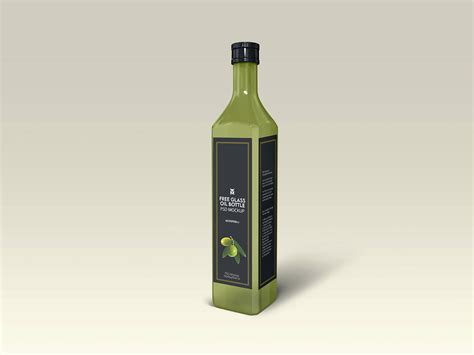 Tall Glass Olive Cooking Oil Bottle Mockup | Free PSD Templates