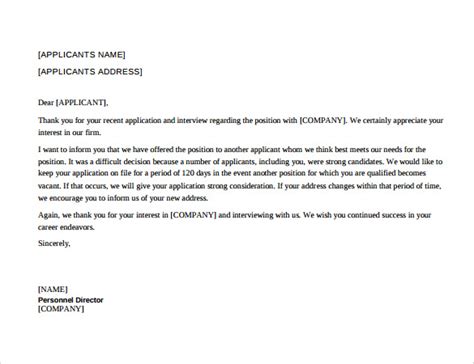 FREE 8+ Sample Rejection Letter After Interview in PDF | MS Word