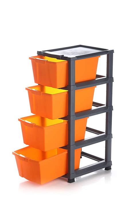Darkpyro 4 XL Plastic Modular Drawer System, Orange Colour [70cm*28cm ...