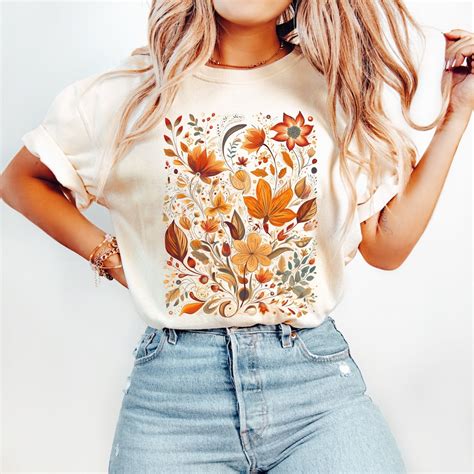 Fall Floral Shirt, Womens Fall Shirts, Fall Wildflowers Autumn Shirt ...