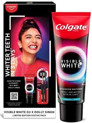 Colgate Visible White O2 Toothpaste 100gm & O2 Toothbrush 2pcs Dolly ...