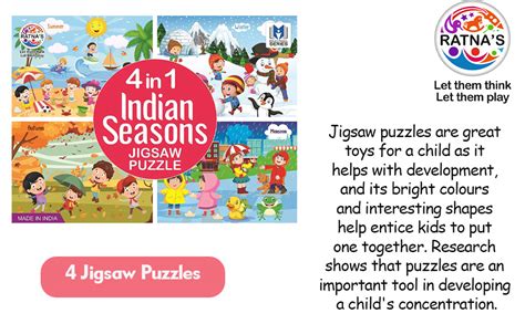 Buy Ratna's 4 in 1 Indian Seasons Jigsaw Puzzle for Kids. 4 Jigsaw ...