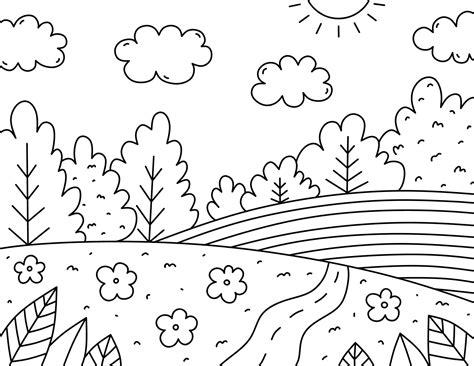 Landscape Coloring Pages Simple