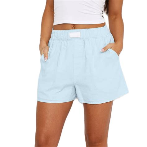 hotojiny Womens Casual Shorts Soft Wide Leg Baggy High Waisted Pull on ...