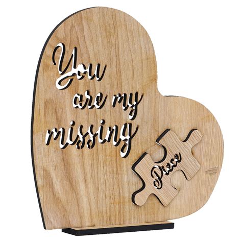 "You are my missing piece" Valentine Wooden Puzzle Brown Showpiece Wit ...