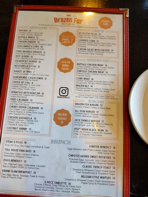 Menu at The Brazen Fox pub & bar, White Plains