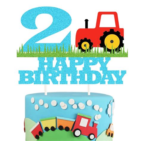 Buy Farm Tractor 2nd Birthday Cake Topper，Happy Birthday Two Years Old ...
