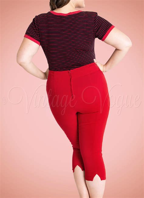 Hell Bunny 50er Jahre Retro High Waist Pin-Up Capri Hose "Tina Capris ...