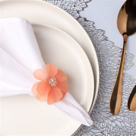 Flower Napkin Holder Peach Online - Premium Napkin Ring | Nestasia
