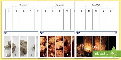 Hanukkah Photos 1-5 Number Sequencing Puzzles (teacher made)