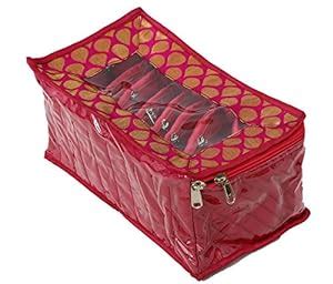 Kuber Industries™ Jewellery Box with 10 Transparent Pouches (Pink ...