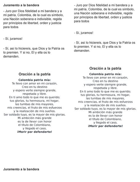 Juramento a la bandera y Oracion a la patria - Juramento a la bandera ...