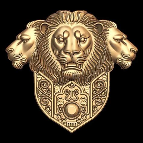 Three Headed Lion 3D Print Model - Majestic 3D Sculpture