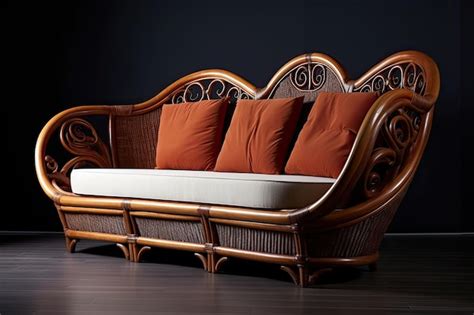Rattan sofa with synthetic leather | Premium AI-generated image