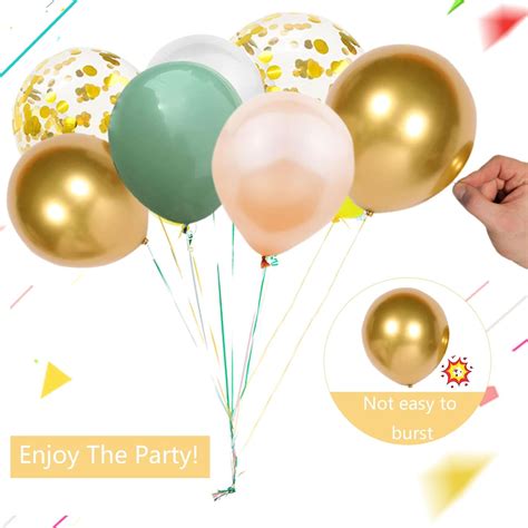 Buy 50 Pcs Green Gold Balloons, Sage Green Balloons 12 inch Wedding ...