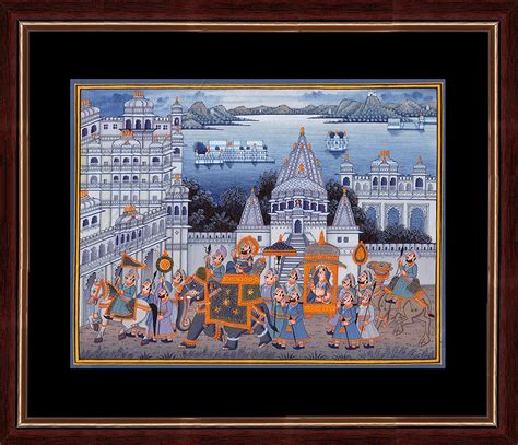 Splendid Indian Art Mughal Period Royal Procession 'Mughal King & Queen ...