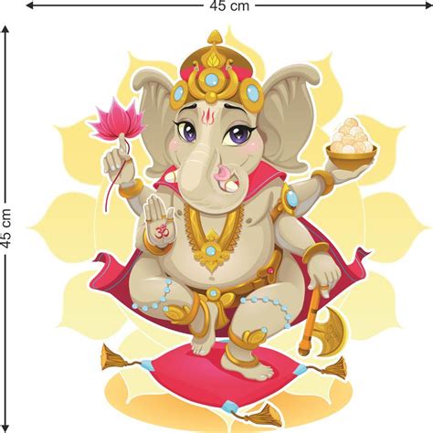 Lord Ganesh Wall Sticker (PVC Vinyl, 45 cm x 45cm, Self-adhesive) – Rangoli