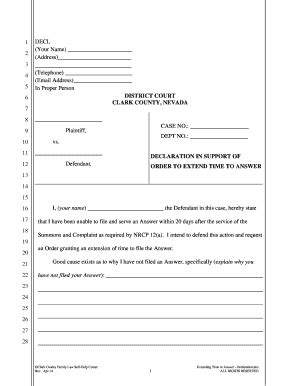 Fillable Online Declaration and Order To Extend the Time to Answer (pdf ...