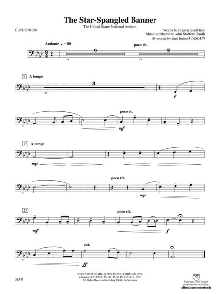 Image result for Baritone Star Spangled Banner Notes