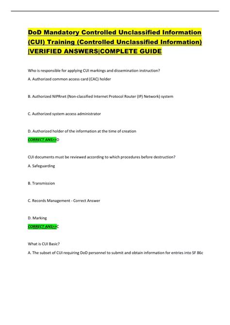 DoD Mandatory Controlled Unclassified Information (CUI) Training ...