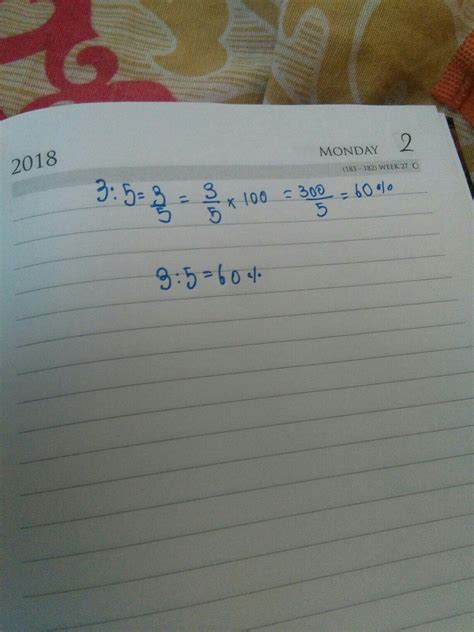 convert the following ratios into percentage:3:5 - Brainly.in