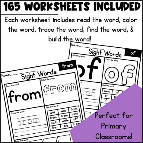 High Frequency Words Worksheets - Kindergarten Sight Word Practice ...