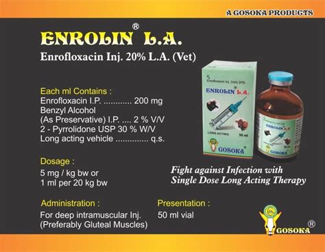 Enrofloxacin Injection 20% La Manufacturer, Supplier from Mahesana