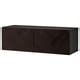 BESTÅ shelf unit with doors, black-brown Hedeviken/dark brown stained ...