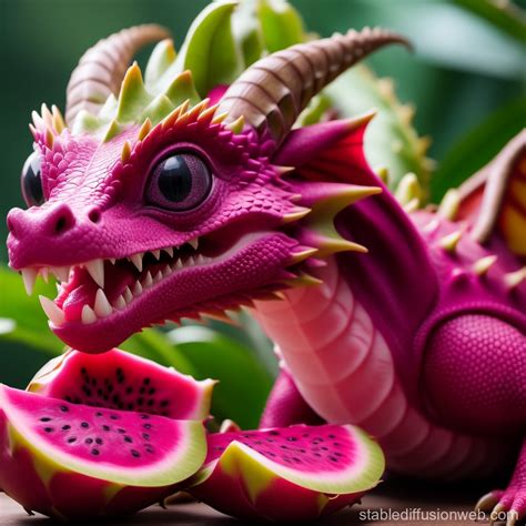 Dragon Eating Dragon Fruit | Stable Diffusion Online