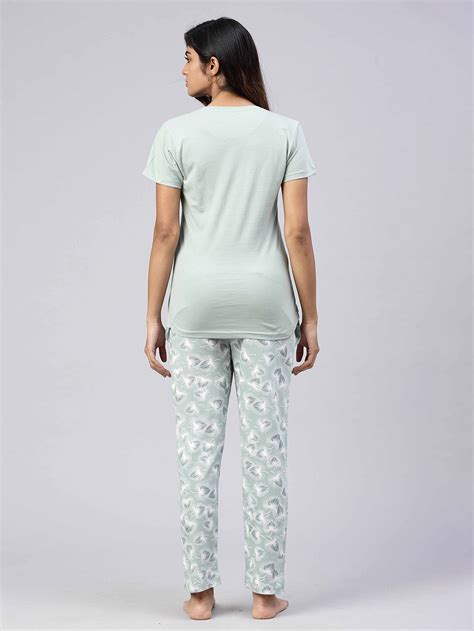 Women Knit Cotton Loungewear Set Mint Green