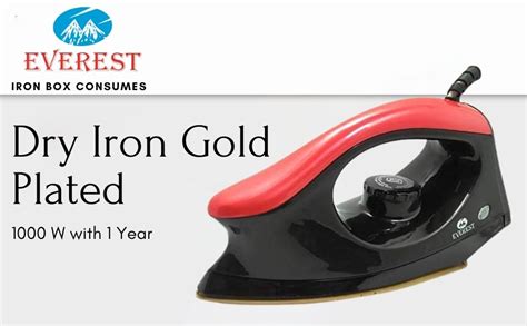 Buy Everest Designer Dry Iron Gold Plated Iron Box Consumes 1000 W with ...
