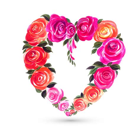 Decorative colorful valentines day flower heart shape card design ...