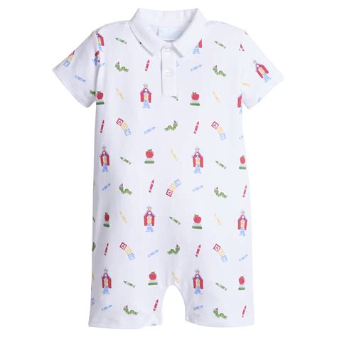Baby Boy School Days Polo Romper in Pima Cotton – Little English