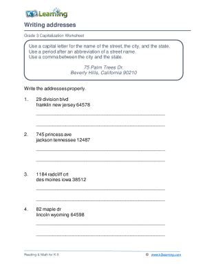 Fillable Online Writing addresses worksheet. Grade 3 Worksheet Fax ...