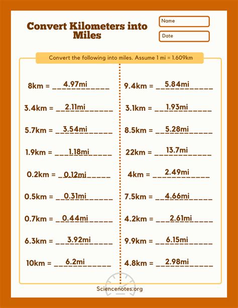 Convert Miles to Km Example Problem