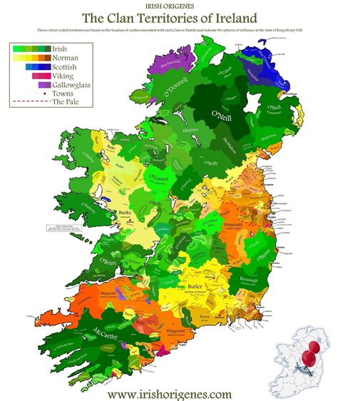 The Surnames of Ireland shown on the map of Ireland | History | Ireland ...