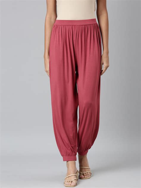 Rusty Pink Viscose Stretch Harems – Go Colors India